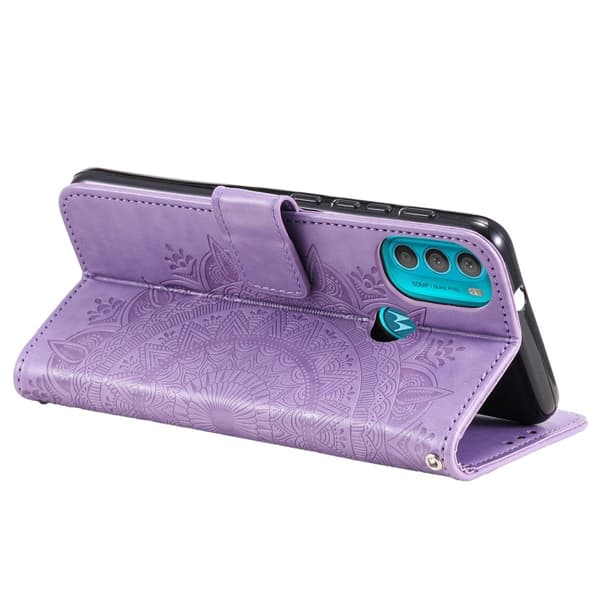 Motorola Moto G71 Fodral Mandala Läder Lila