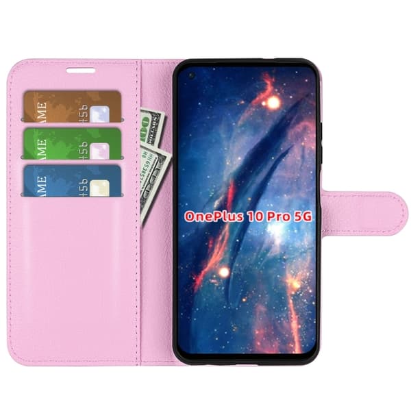 OnePlus 10 Pro 5G Fodral Litchi Textur Ljus Rosa
