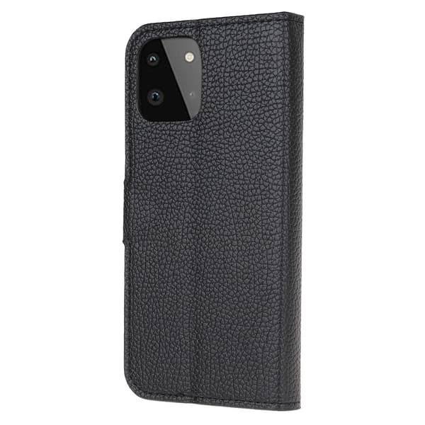 Samsung Galaxy A22 5G - Litchi Läder Fodral - Svart