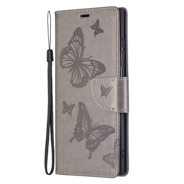 Samsung Galaxy S22 Ultra Fodral Butterfly Grå