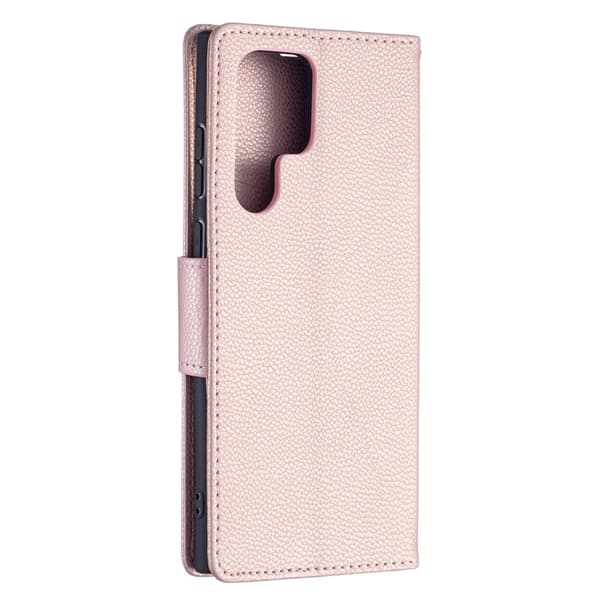 Samsung Galaxy S22 Ultra Fodral Litchi Textur Roséguld