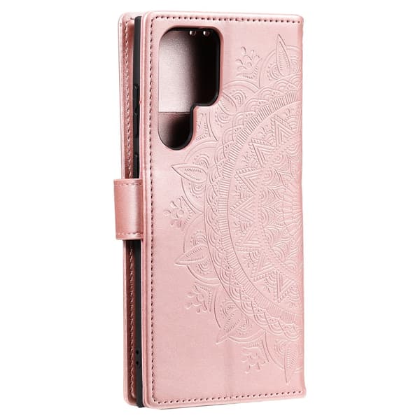 Samsung Galaxy S22 Ultra Fodral Mandala Läder Roséguld