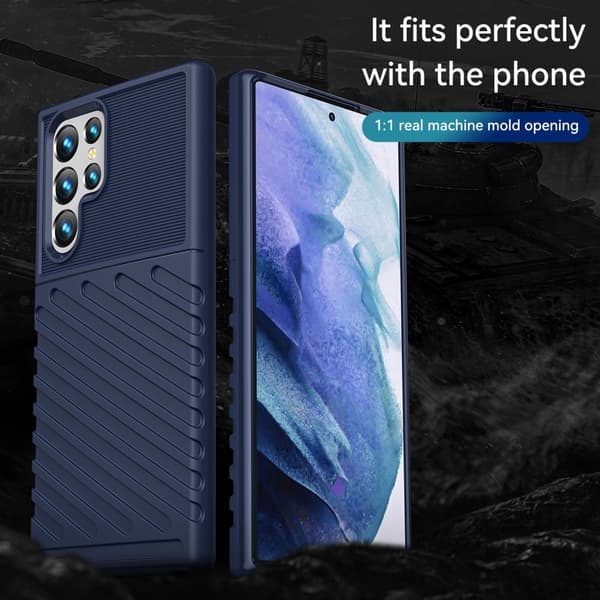 Samsung Galaxy S22 Ultra Skal Twill Textur Blå