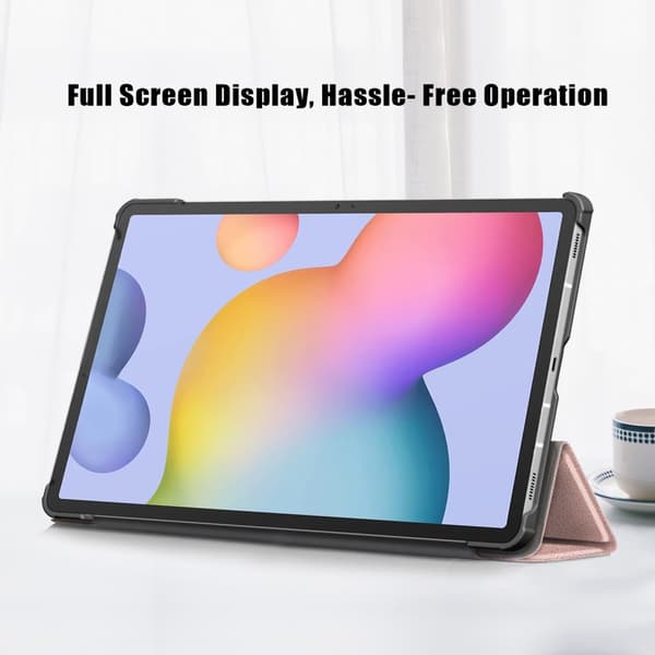 Galaxy Tab S7 FE/S7 Plus/S8 Plus Tri-Fold Läder Fodral Roséguld