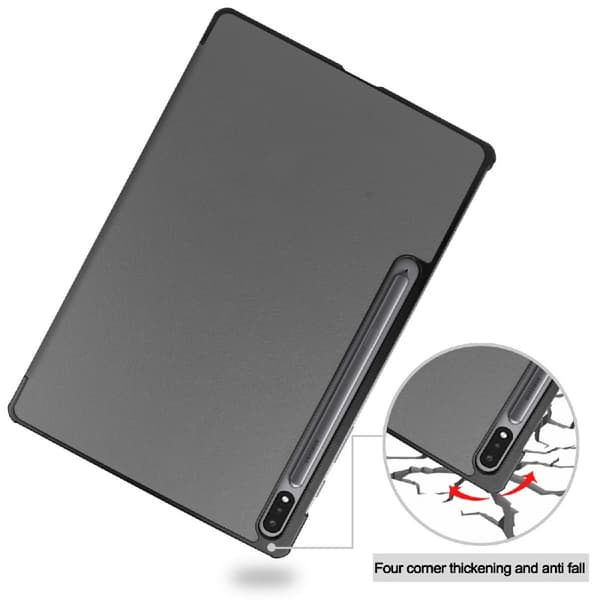 Samsung Galaxy Tab S7 FE / S7 Plus / S8 Plus Fodral Tri-Fold Grå