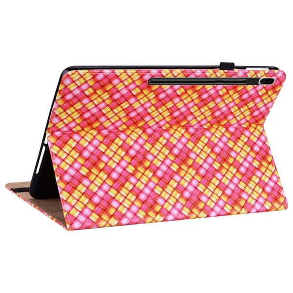 Samsung Galaxy Tab S7 Plus / Tab S8 Plus Fodral Vävd Textur Rosa/Gul