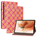 Miniatyrbild 1 av 6: Samsung Galaxy Tab S7 Plus / Tab S8 Plus Fodral Vävd Textur Rosa/Gul