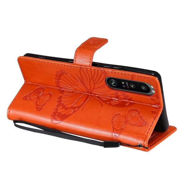 Sony Xperia 1 III - Butterfly Läder Fodral - Orange