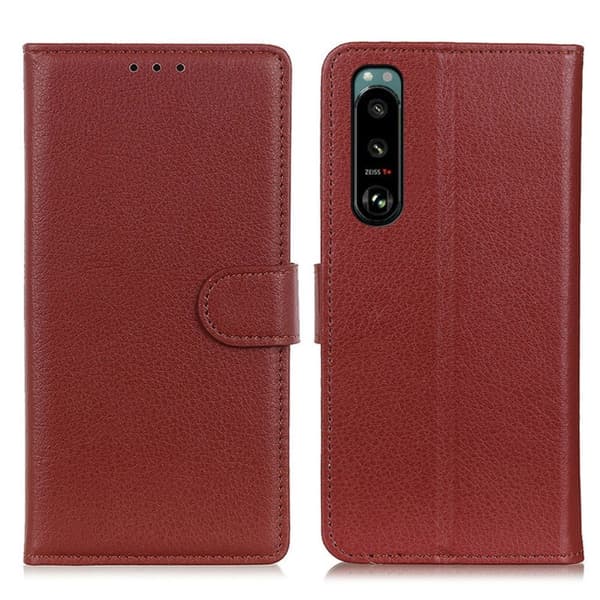 Sony Xperia 5 III Fodral Litchi Textur Brun