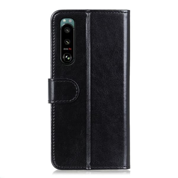 Sony Xperia 5 III Fodral Crazy Horse Läder Svart