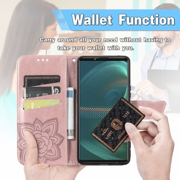 Sony Xperia 5 III Fodral Tryckt Butterfly Roséguld