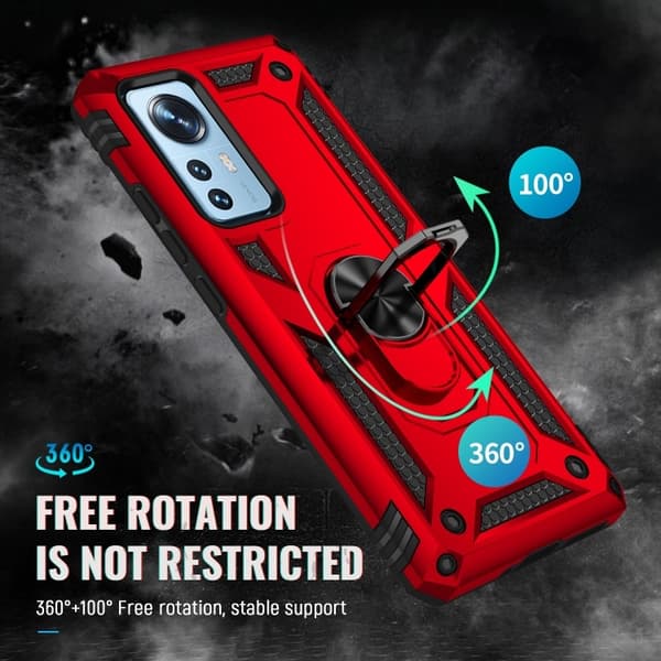 Xiaomi 12 Skal Shockproof Ring Röd