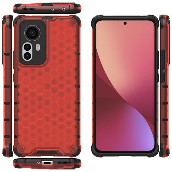 Xiaomi 12 Pro Skal Hybrid Honeycomb Röd