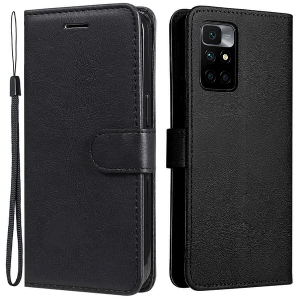 Xiaomi Redmi 10 Fodral Solid Läder Svart