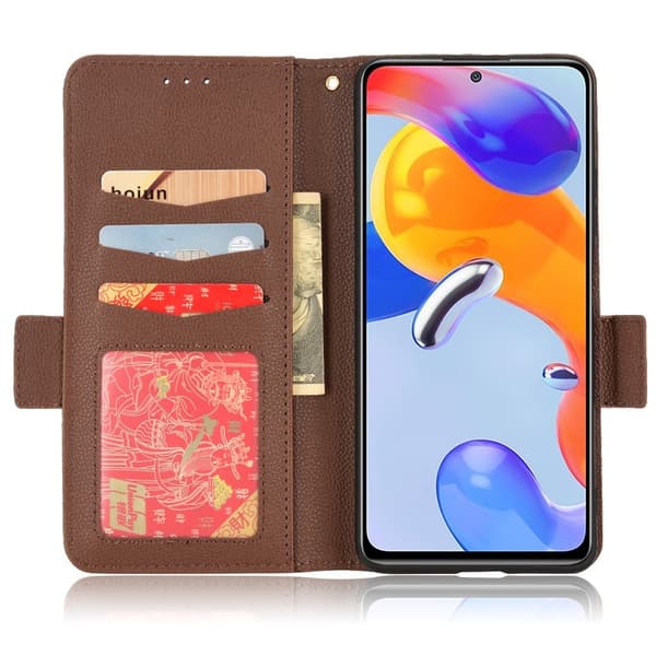 Xiaomi Redmi Note 11 Pro 5G Fodral Litchi Textur Brun