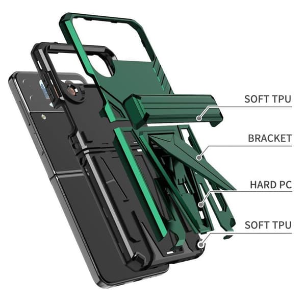 Iskunkestäva kuori 3i1 Samsung Galaxy Z Flip 4 - Vihreä