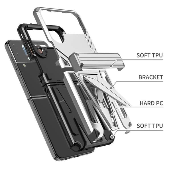 Iskunkestäva kuori 3i1 Samsung Galaxy Z Flip 4 - Hopea