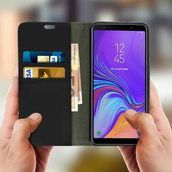 Housse - Samsung - Galaxy A7 2018 - Silikon - Video Stöd - Svart