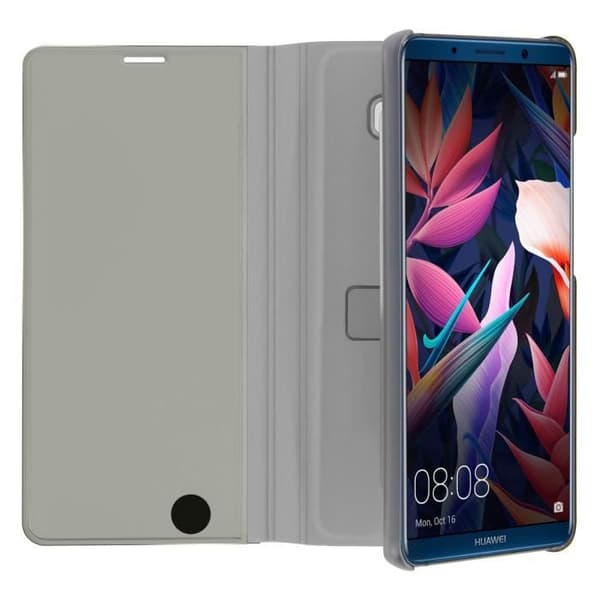 Housse - AVIZAR - Mate 10 Pro - Fodral med spegel - Hårdt skal - Stödfunktion Silver