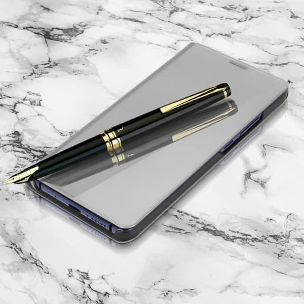 Housse - AVIZAR - Mate 10 Pro - Fodral med spegel - Hårdt skal - Stödfunktion Silver