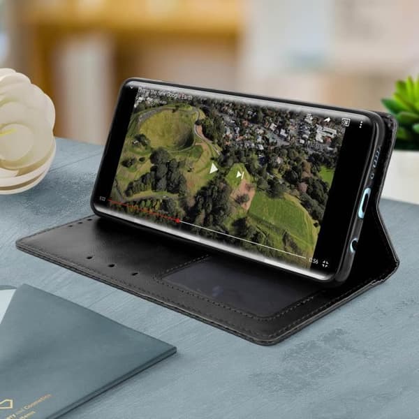 Hölster - Samsung - Galaxy S10 - Fodral Folio - 2 Kortsplatser - Inbyggt Stöd - Svart