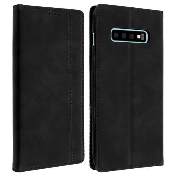 Hölster - Samsung - Galaxy S10 - Fodral Folio - 2 Kortsplatser - Inbyggt Stöd - Svart