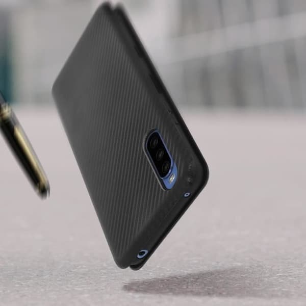 Housse Sony Xperia 10 III - AVIZAR - Kortfodral med handrem - Kolfiberlook svart