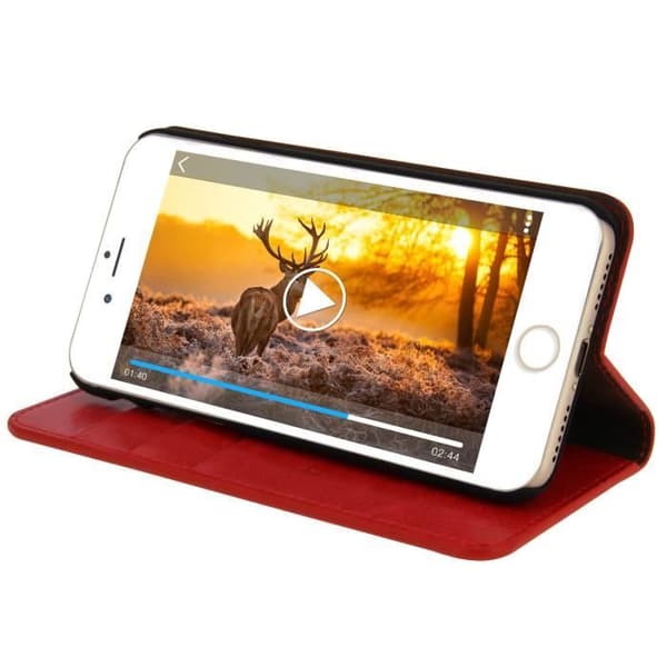 Etui Plånbok Läder Röd - AVIZAR - iPhone 7 och 8 - Stöd Funktion - Halvstyv Skal - Flip