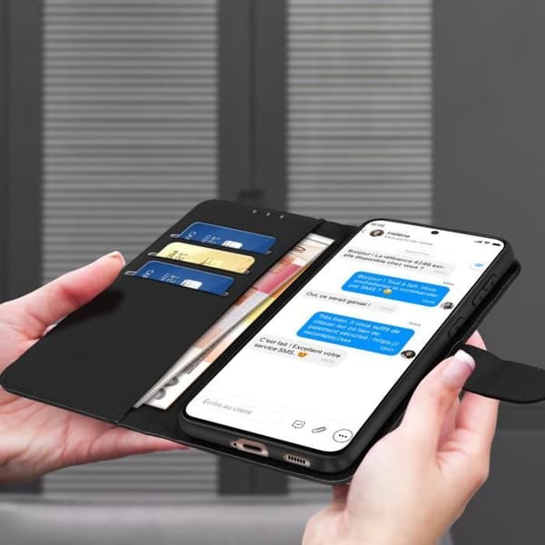 Fodral till Samsung Galaxy S21 - AVIZAR - Plånboksskydd - Videostöd - Svart