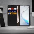 Miniatyrbild 3 av 4: Galaxy Note 10 Plus-fodral - AVIZAR - Äkta läder - Kortficka - Videostativ - Svart