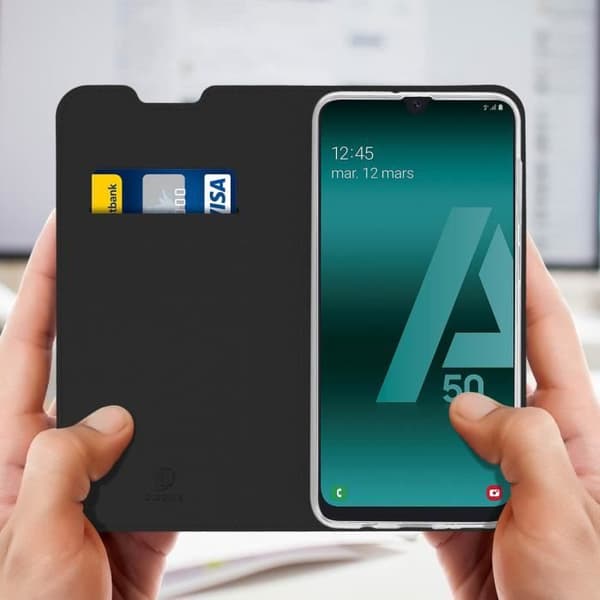 Hus till Samsung Galaxy A50 - DUX DUCIS - Kortfodral - Mjuk Skal - Horisontellt Stöd - Svart