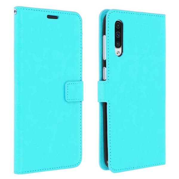 Fodral för Samsung Galaxy A50 - AVIZAR - Plånboksfodral - Ekologiskt läder - Videostöd - Turkosblå