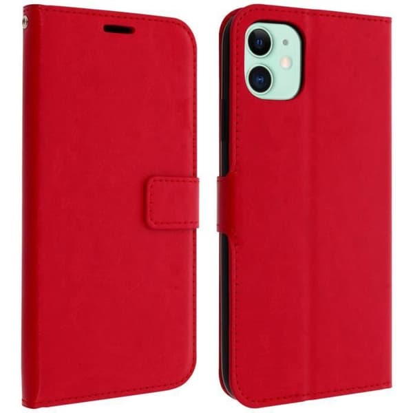 iPhone 11-fodral - AVIZAR - Vintage Röd - Fullständigt skydd - Videostöd - Kortfack