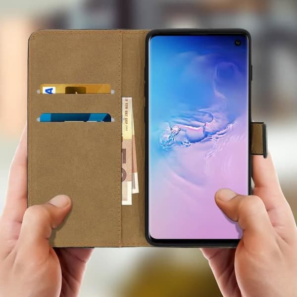 Mobilfodral - Samsung - Galaxy S10e - Äkta läder - Svart - Video ställning