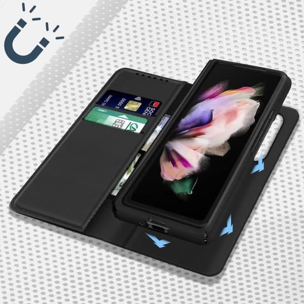Skal till Samsung Z Fold 3 Fodral Magnetisk löstagbar plånbok Svart