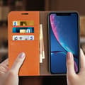 Miniatyrbild 3 av 4: iPhone XR-fodral - Läder - Kamel - Helskydd - Videostöd - Kortfack