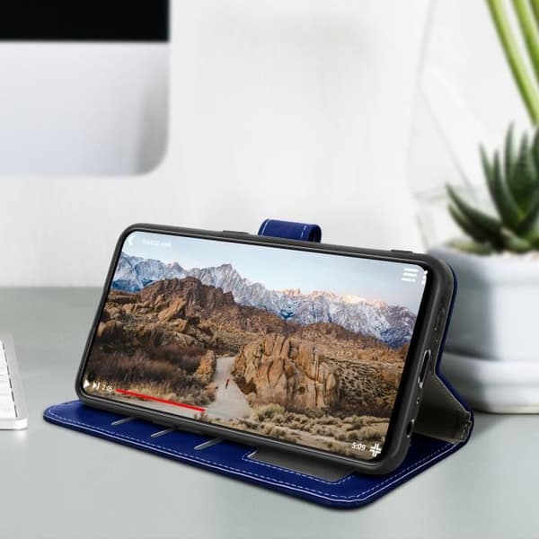 Plånboksfodral - Oppo - Find X3 Lite - Mörkblå - Videostöd - Magnetstängning