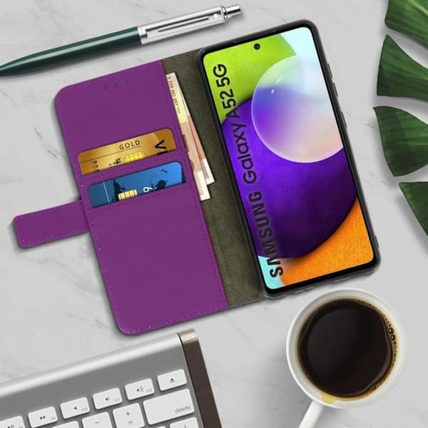 Skal till Samsung Galaxy A52 och A52s Korthållare Videostödsfunktion lila
