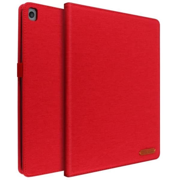 iPad 2019 skal - AVIZAR - Röd - Ekologiskt läder - Integrerat stöd - Kortförvaring