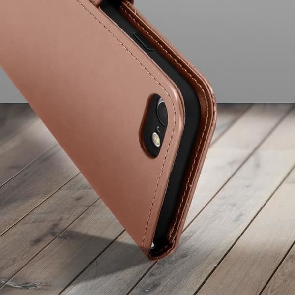 Etui iPhone SE 2020, 8 och 7 - AVIZAR - Mandala Blomma Roséguld - Heltäckande skydd - Videostöd - Ekologiskt läder