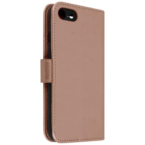 Etui iPhone SE 2020, 8 och 7 - AVIZAR - Mandala Blomma Roséguld - Heltäckande skydd - Videostöd - Ekologiskt läder