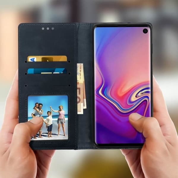 Hölster - Samsung - Galaxy S10 - Fodral Folio - Kortplats - Inbyggt stöd - Blå