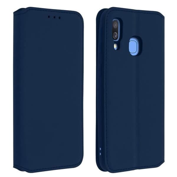 Hölster för Samsung Galaxy A40 - AVIZAR - Fickfodral med folio - Ekologiskt läder - Mörkblå - Stöd funktion