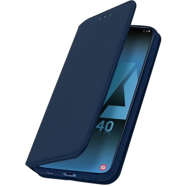 Hölster för Samsung Galaxy A40 - AVIZAR - Fickfodral med folio - Ekologiskt läder - Mörkblå - Stöd funktion