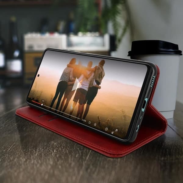 Plånboksfodral - Samsung - A52/A52s - Ekoskinn - Röd - Videostöd