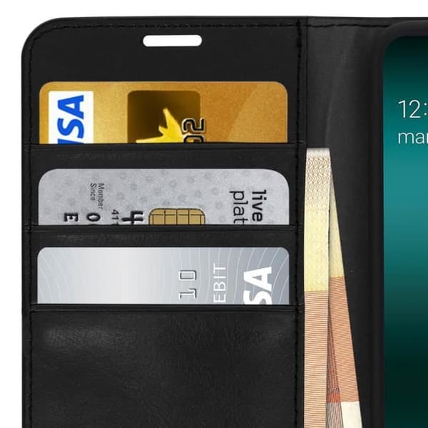 Etui för Samsung Galaxy A50 - AVIZAR - Fodral Folio Läder - Videostöd - Svart - Heltäckande skydd