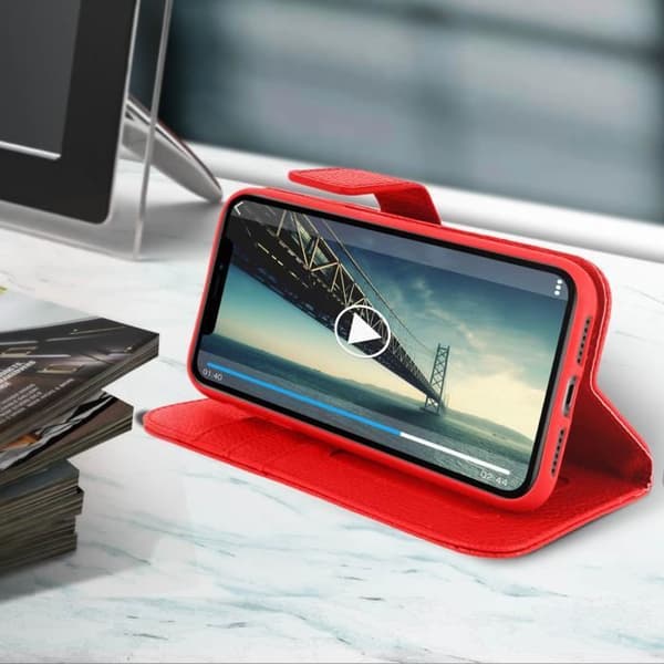 Hus till iPhone 11 - AVIZAR - Röd Folio Fodral - Silikongel - Videostöd - Magnetisk Stängning