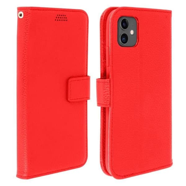 Hus till iPhone 11 - AVIZAR - Röd Folio Fodral - Silikongel - Videostöd - Magnetisk Stängning