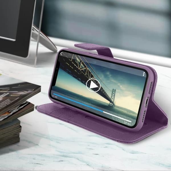 Housse iPhone 11 - AVIZAR - Etui Folio - Lila - Silikon gel - Videostöd