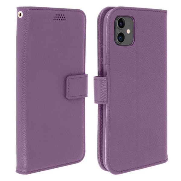 Housse iPhone 11 - AVIZAR - Etui Folio - Lila - Silikon gel - Videostöd
